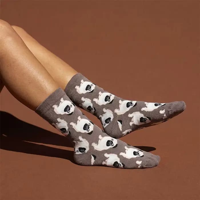 1 paire de chaussettes unisexes avec base brun grisâtre