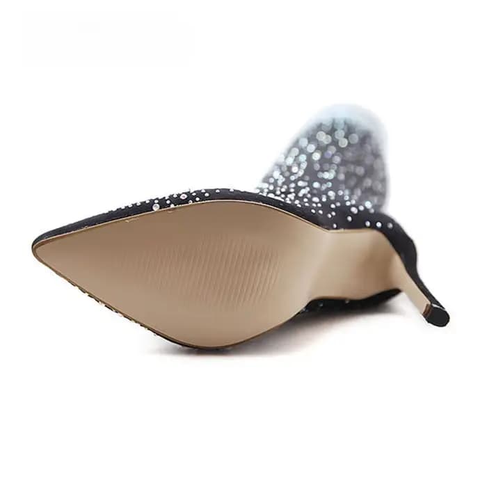 Chaussettes Sexy à talons hauts, bottes au-dessus du genou, bout pointu, strass en cristal, tissu extensible, chaussures de danse sur poteau pour femmes