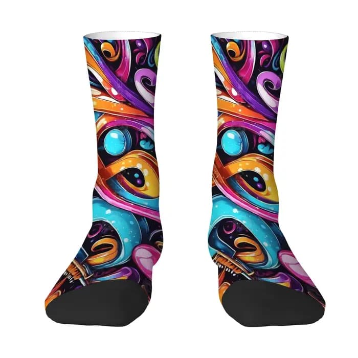 Chaussettes mi-mollet pour hommes avec imprimé abstrait fluide vibrant