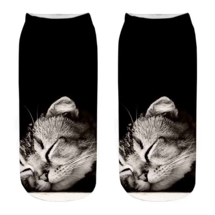 Nouveau chaud impression 3D drôle mignon dessin animé chaton unisexe chaussettes courtes créatif coloré Multiple chat