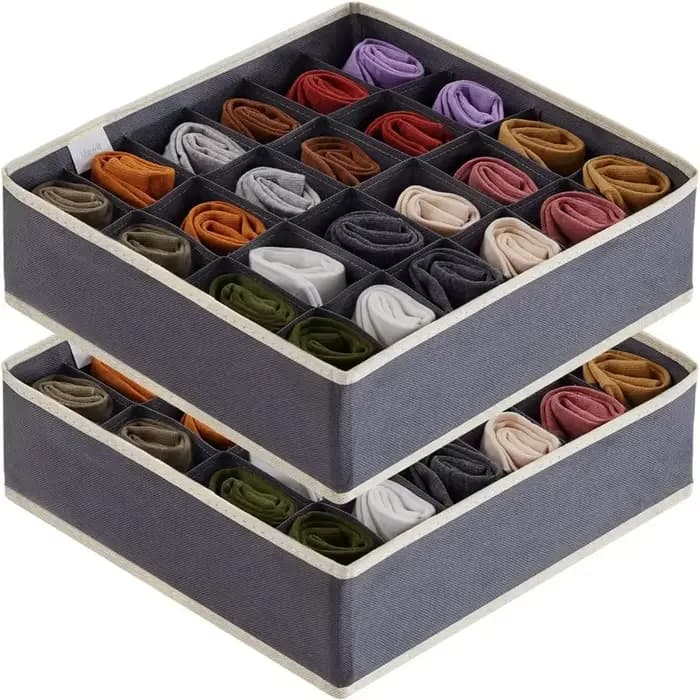 Organisateur de sous-vêtements de chaussettes, diviseur de tiroir pliable, organisateurs de placard, bacs, boîte de rangement d'organisation d'armoire pour chaussettes, sous-vêtements cravate
