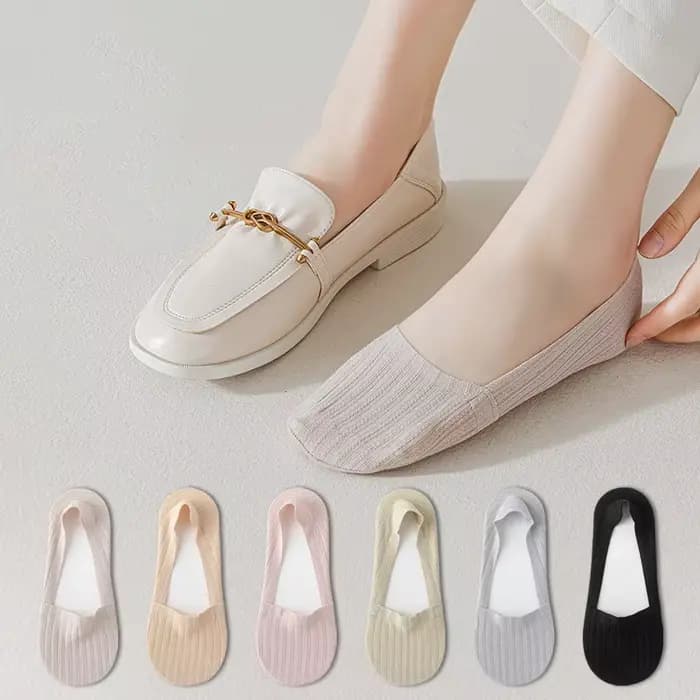 Chaussette pantoufles femmes Silicone antidérapant couleur unie coupe basse bateau