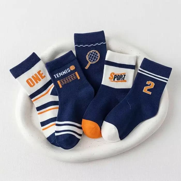 5 paires de chaussettes mi-mollet pour enfants garçons – style sport tennis