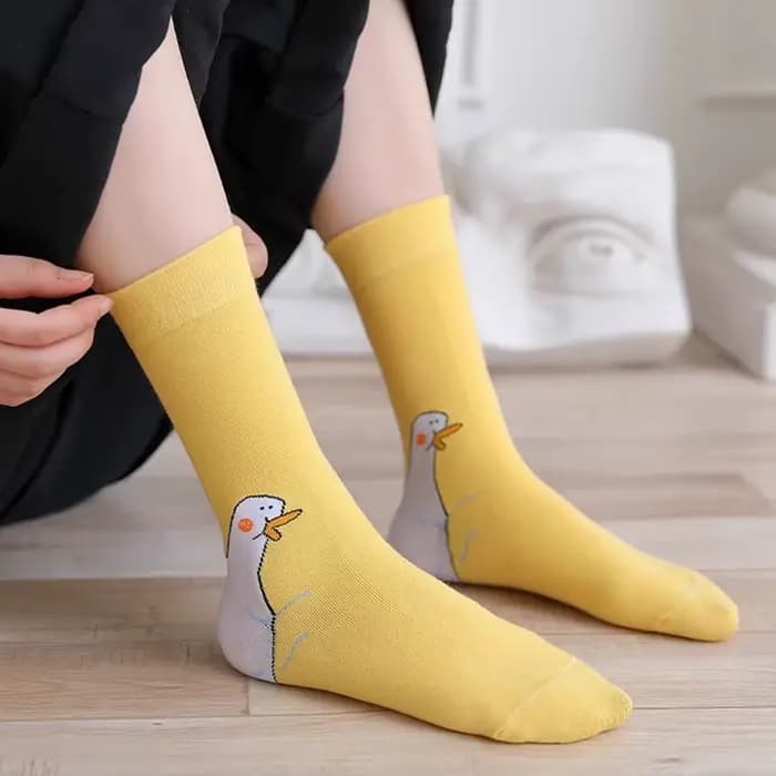Chaussettes amusantes en coton à motif de canard hip-hop et tête d'oie