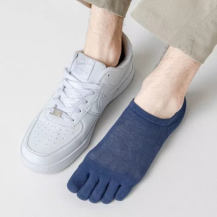Chaussettes Homme Printemps-Été Cinq Doigts Légères Respirantes à Bout Ouvert en Coton Fin Couleur Unie Simples Vente en Gros