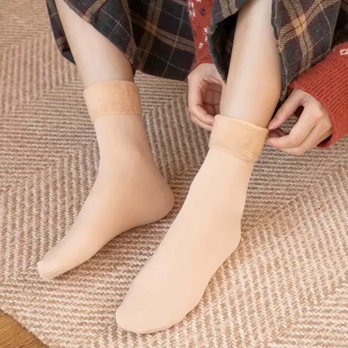 Chaussettes de neige d'hiver pour femmes et hommes, Tube moyen épais en velours, couleur unie, chaussettes de sommeil thermiques en cachemire