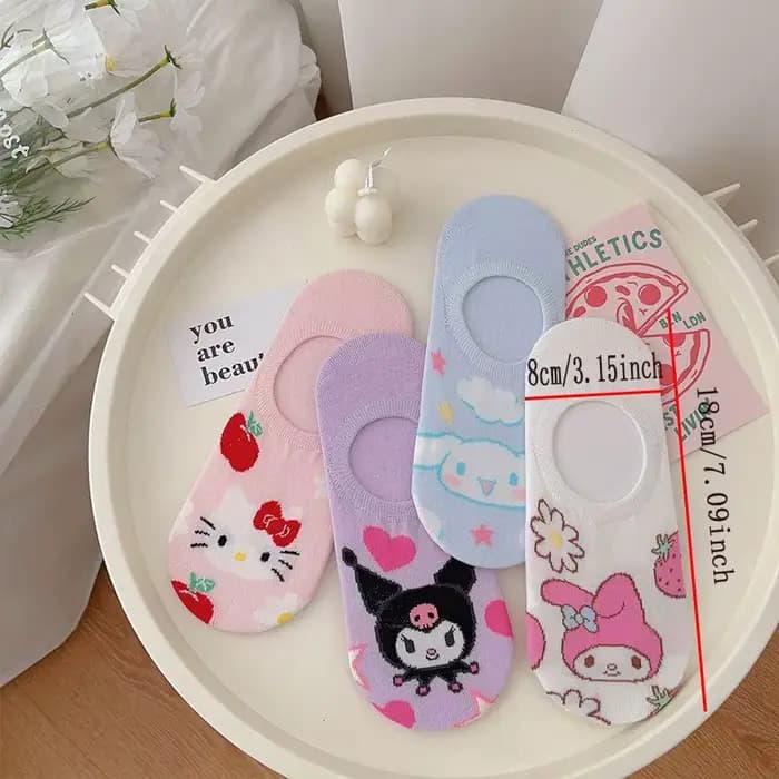 4 paires de chaussettes invisibles Kawaii pour femmes
