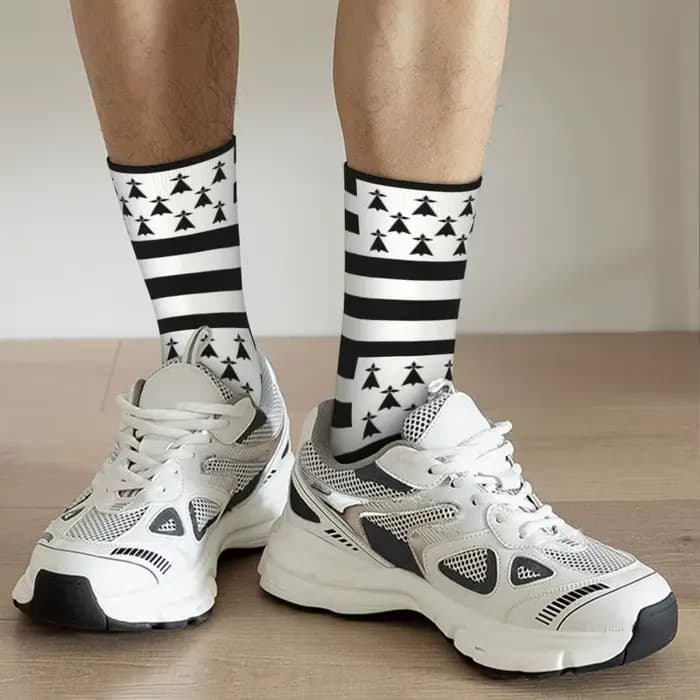 Drapeau de Bretagne hommes femmes équipage chaussettes unisexe amusant France région signe identité Nation printemps