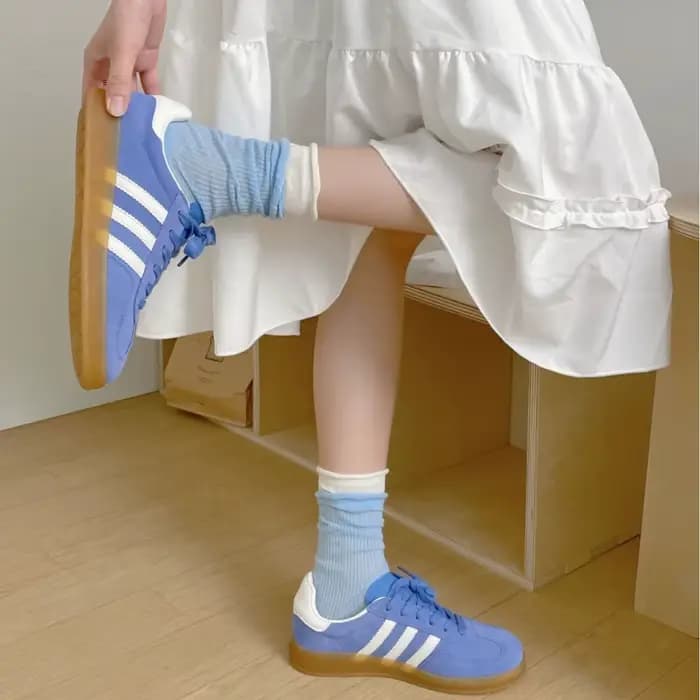 Chaussettes mi-mollet côtelées doubles assorties pour femmes