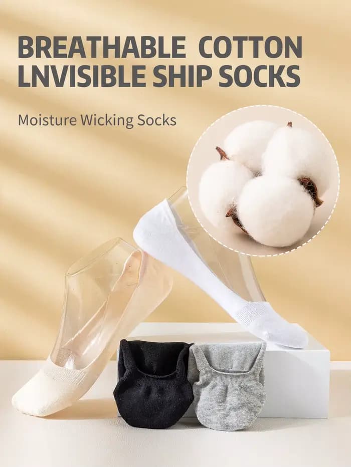 6 paires de chaussettes bateau en pur coton anti-odeur et absorbant la transpiration pour femmes