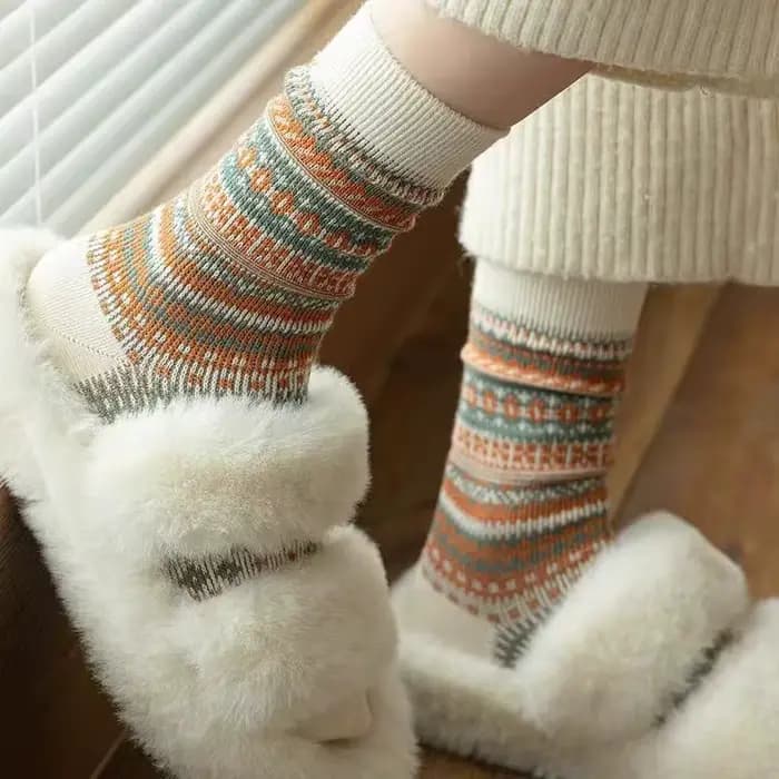 Chaussettes en laine à motif tricoté athlétique pour femmes