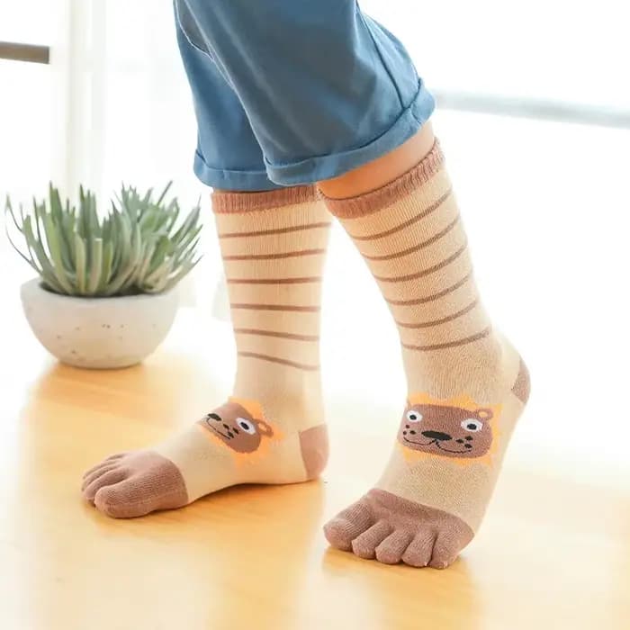 Chaussettes à orteils en coton pour enfants de 2 à 12 ans
