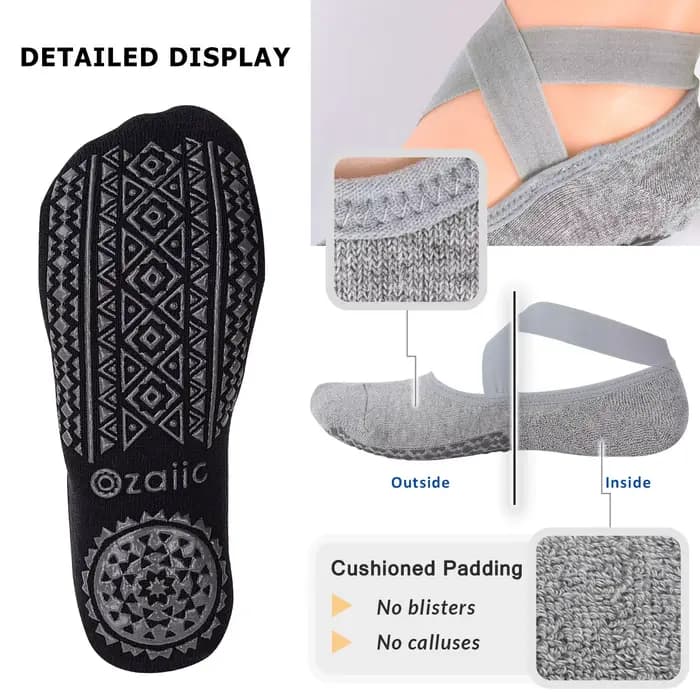 Chaussettes antidérapantes pour femmes, chaussettes de yoga, de pilates, de danse, de fitness et de sport