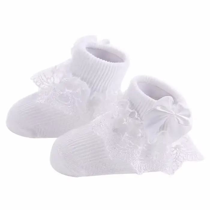 Chaussettes en coton avec nœud en dentelle pour bébé fille