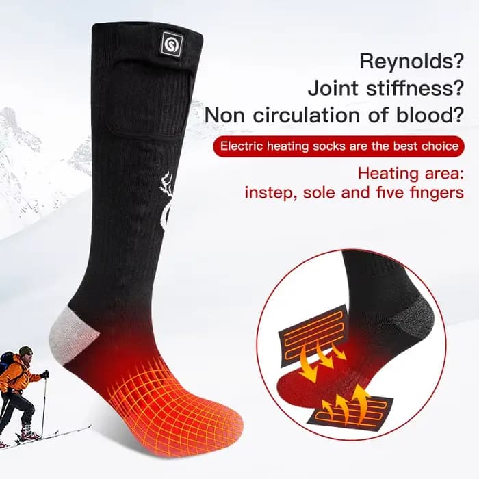 SNOW DEER-Chaussettes chauffantes électriques rechargeables pour hommes et femmes, bas de snowboard, chaussettes de cyclisme, trois réglages, hiver