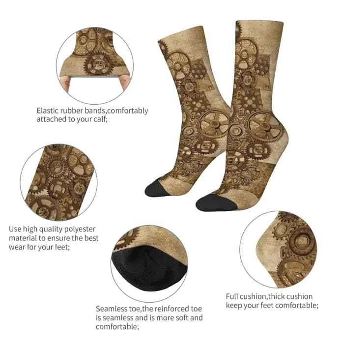 Chaussettes rétro de style punk mécanique pour hommes