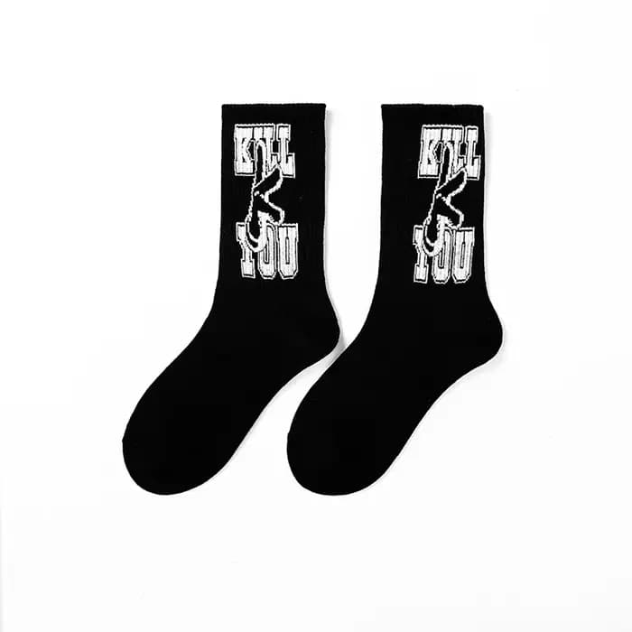 Chaussettes blanches Happy Crew pour femmes, chaussettes en coton, mode japonaise, graffiti à l'encre, hip hop, Harajuku, nouveauté, art drôle