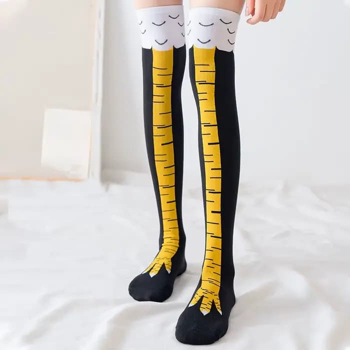 Chaussettes pour femmes originales à motif pattes de poulet et d'autruche