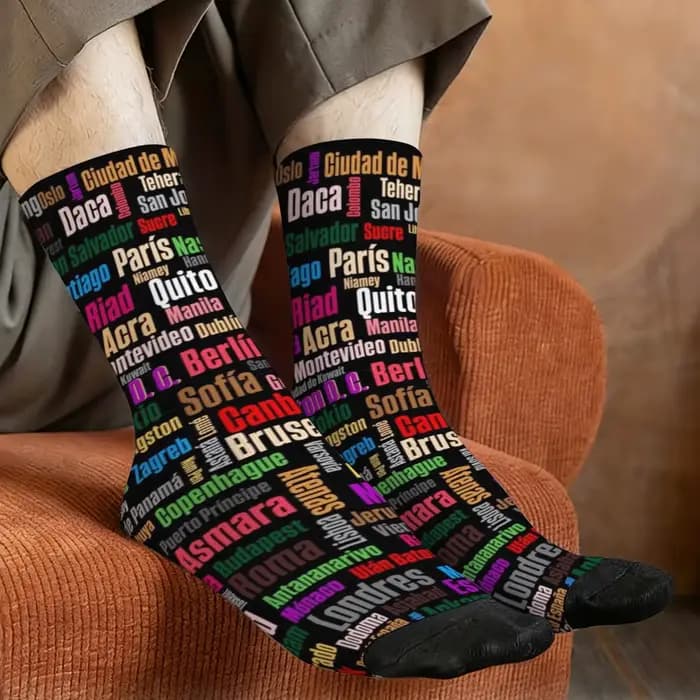 Chaussettes d'équipage avec noms de la ville du monde
