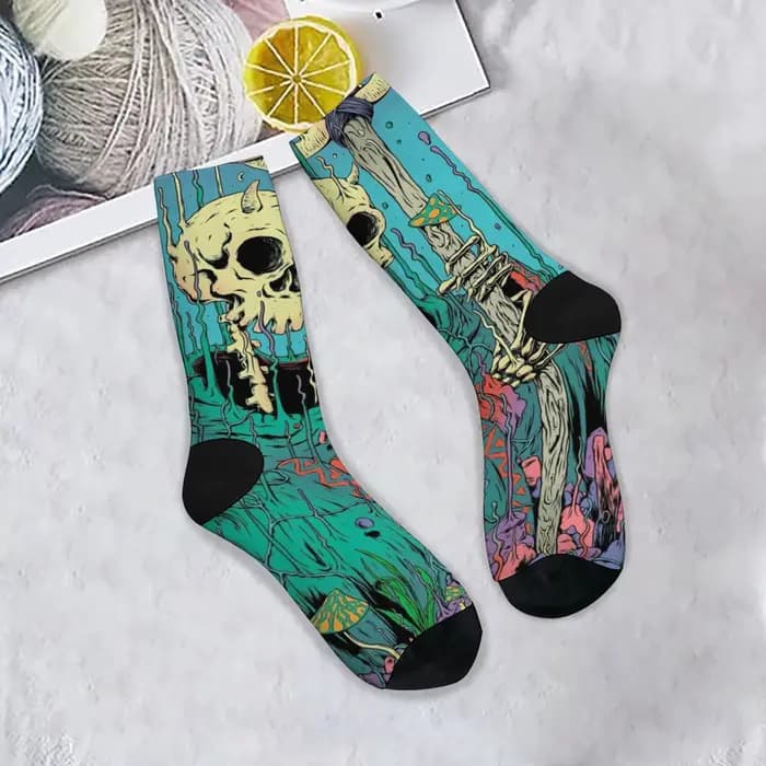 Chaussettes jarretelles décontractées de style rétro psychédélique Harajuku