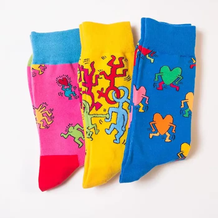 Chaussettes décontractées colorées pour hommes, chaussettes heureuses et drôles, chaussettes imprimées unisexes, chaussettes en coton peigné Sox, mode masculine, taille EU 38-45, 1 paire