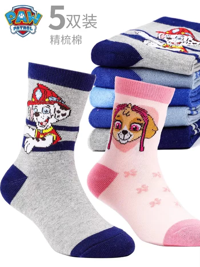 5 paires/lot véritable patte patrouille Chase Skye Ryder bébé garçons filles doux coloré chaussettes pour enfants respirant enfant en bas âge chaussettes chaudes