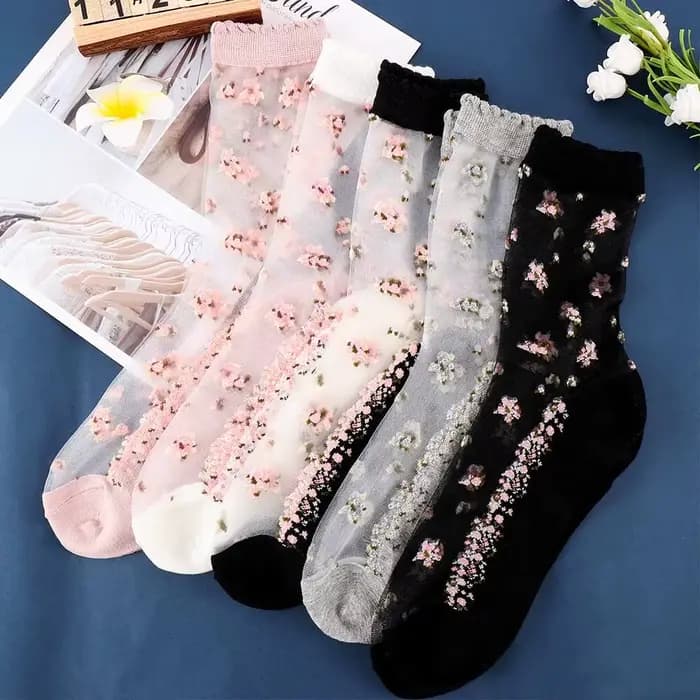 Chaussettes courtes en soie de verre transparente