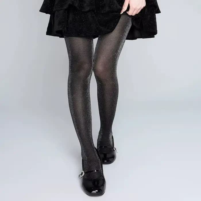 Collants scintillants effet lurex argenté 50D pour femme – Leggings métalliques brillants pour Halloween, style streetwear, idéal pour les soirées