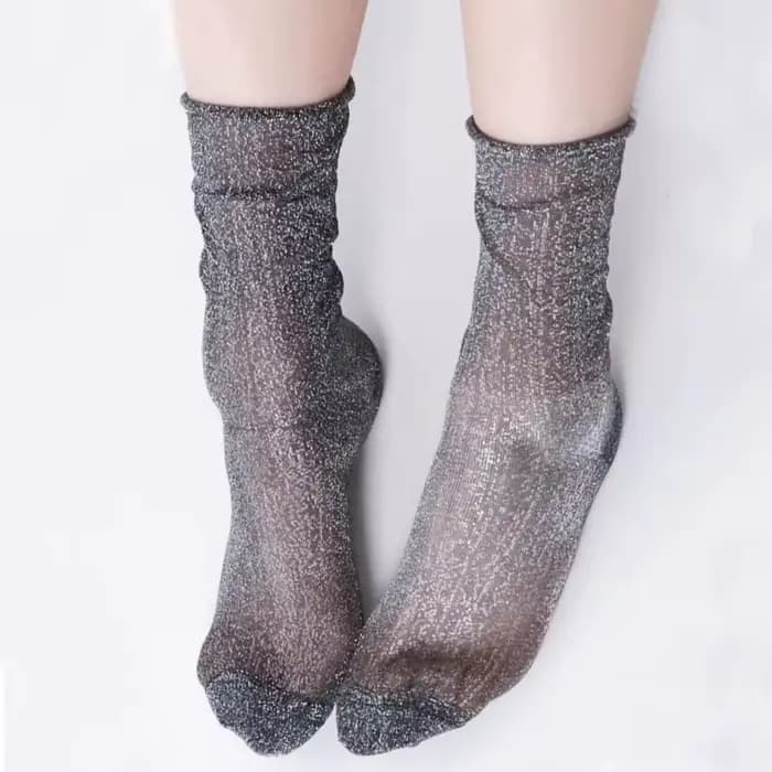 4 paires de chaussettes en soie argentée pour femmes