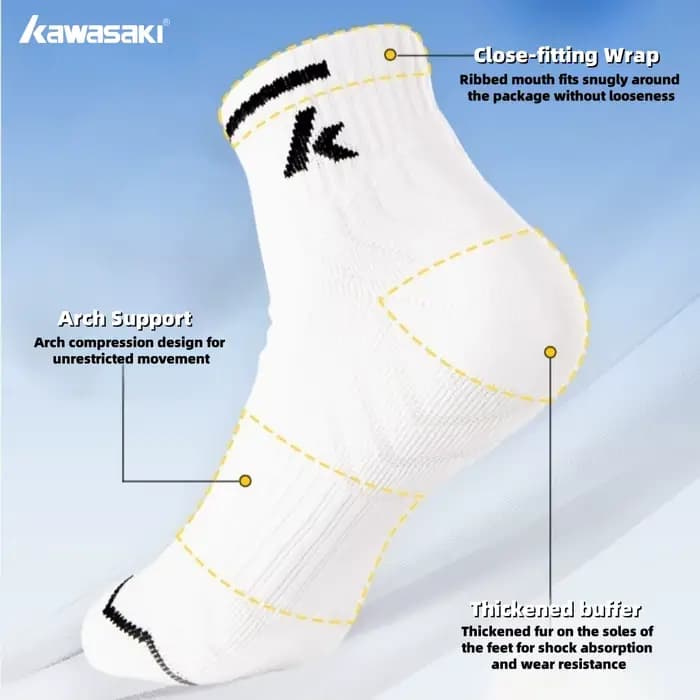 Kawasaki trois paires de chaussettes de sport respirantes et durables adaptées aux hommes et aux femmes