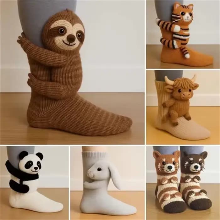 Chaussettes animaux tricotées 3D