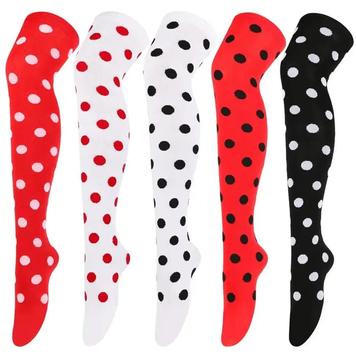 Cuisse haute chaussette femmes Dot rayé bas dames Kawaii drôle filles blanc longue au-dessus du genou chaussette Cosplay noël 2025 nouveau