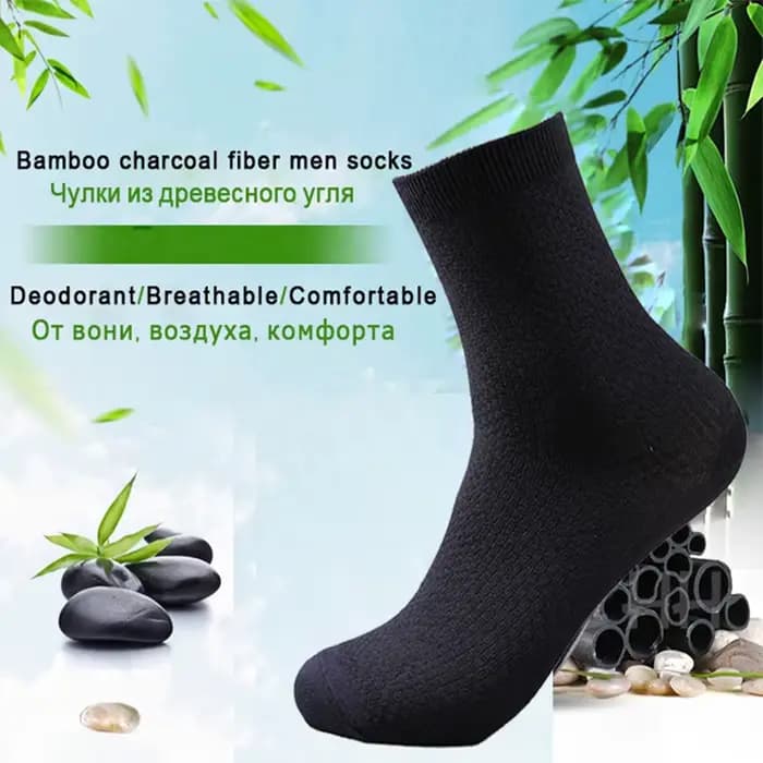 Chaussettes d'équipage d'affaires en fibre de bambou pour hommes