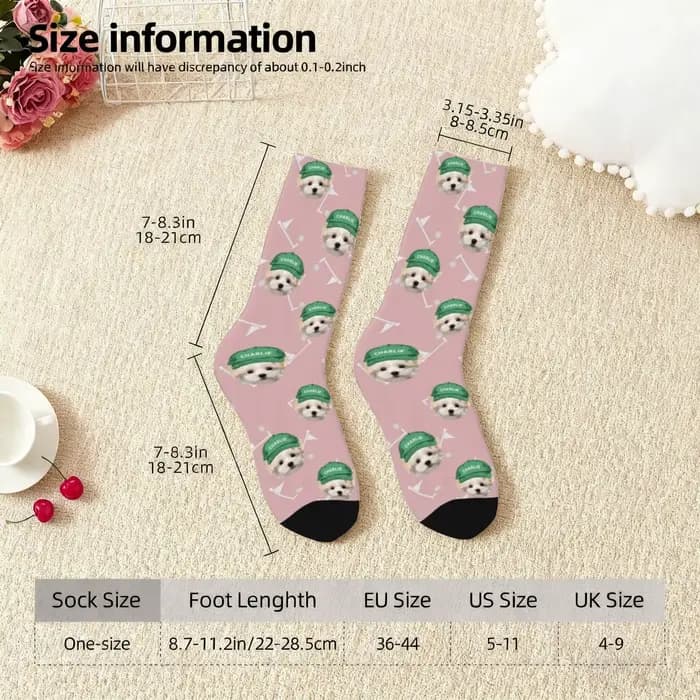 Chaussettes personnalisées avec photo de golf pour animaux de compagnie