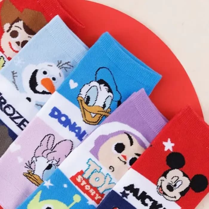 5 paires de chaussettes tricotées pour femmes, avec personnages de dessins animés Disney, style graffiti, pour l'été, légères et respirantes, chaussettes décontractées pour couple