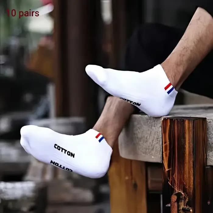 5/10 paires de chaussettes de cheville simples à doublure solide pour hommes
