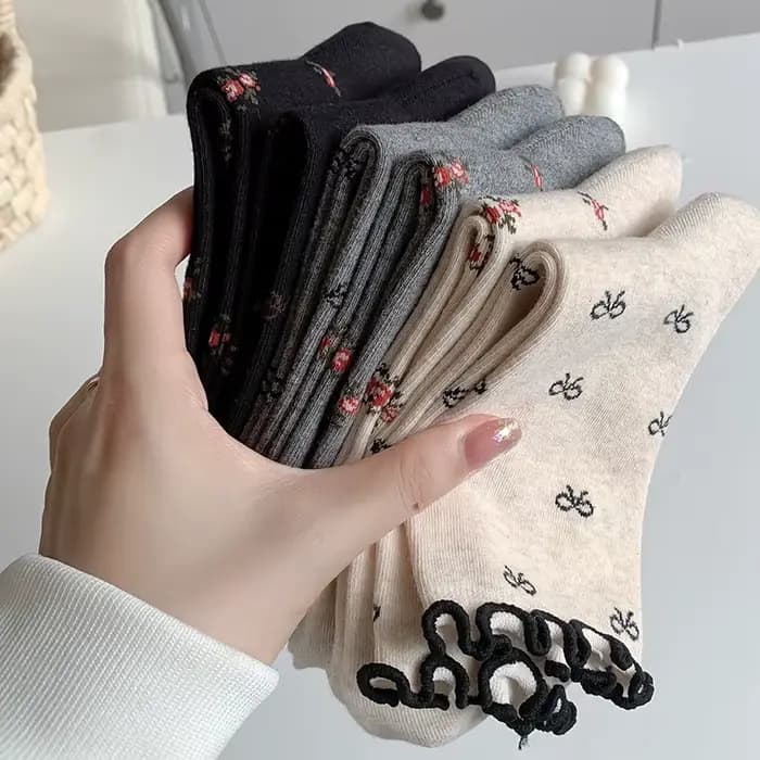 Chaussettes à volants à froufrous de style coréen rétro pour femmes