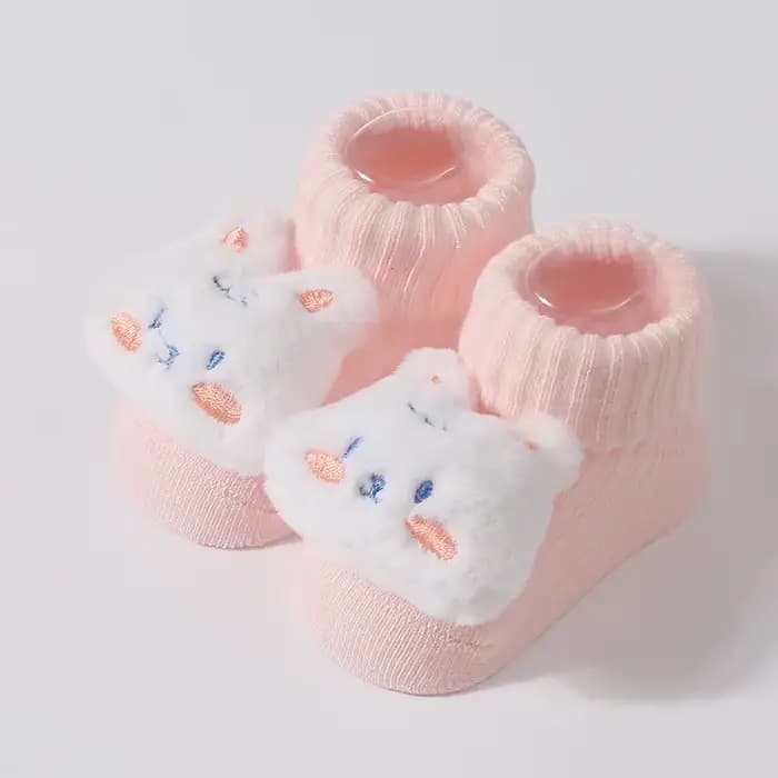Chaussettes de printemps pour nouveau-né, poupée de dessin animé mignonne, chaussettes tricotées douces et fines pour filles et garçons, chaussettes de sol pour nourrissons de 0 à 6 mois, accessoires