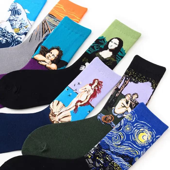 1 paire rétro femmes Art Van Gogh murale série de peinture à l'huile de renommée mondiale hommes chaussettes