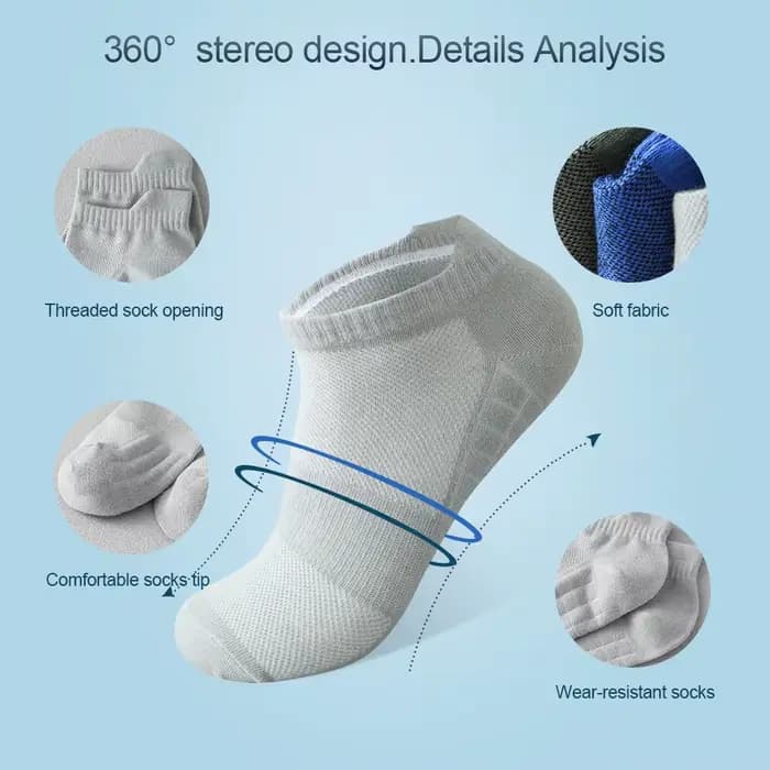 5 paires de chaussettes pour hommes, respirantes, en maille, sport, décontractées, absorbant la transpiration, simples, coupe basse, couleur unie, pour la course à pied