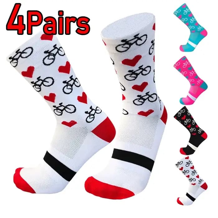 4 paires de chaussettes de cyclisme pour hommes et femmes
