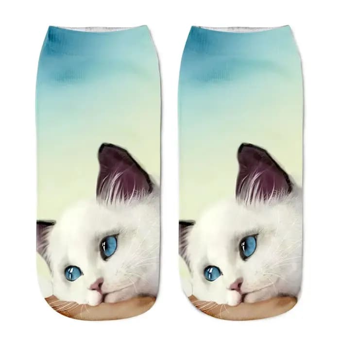 Chaussettes basses à motif de chat mignon pour femmes