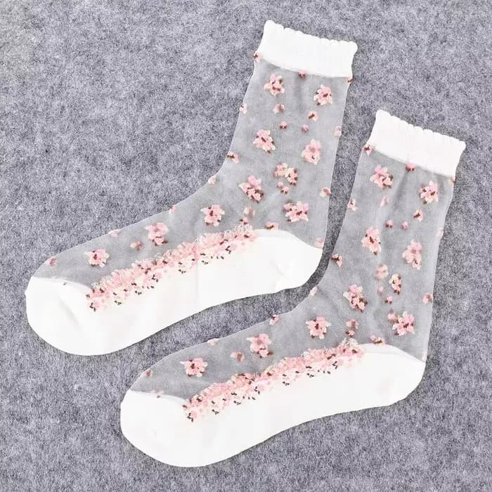 Chaussettes bateau transparentes en jacquard à nœuds