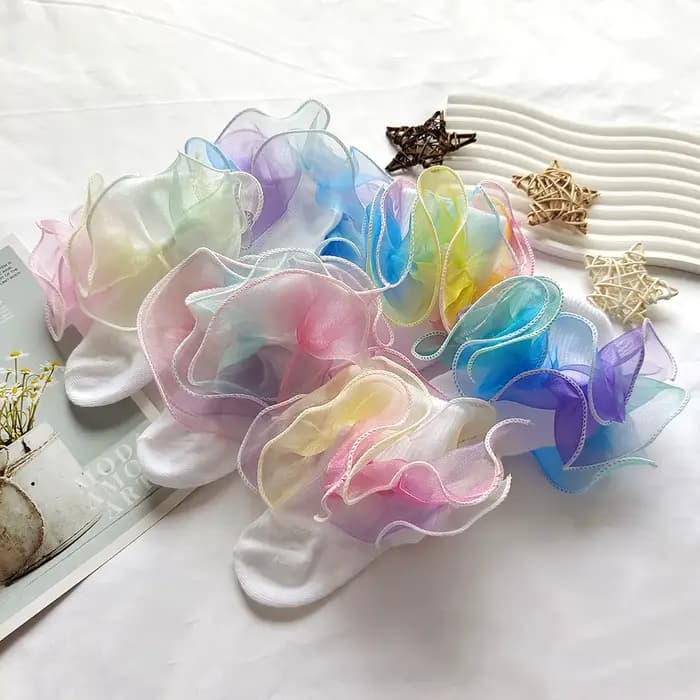 Chaussettes de princesse en dentelle arc-en-ciel pour nouveau-né