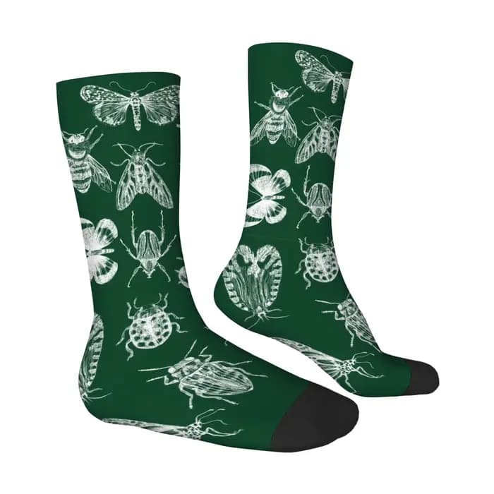 Chaussettes fantaisie rétro à motif insecte naturel pour hommes