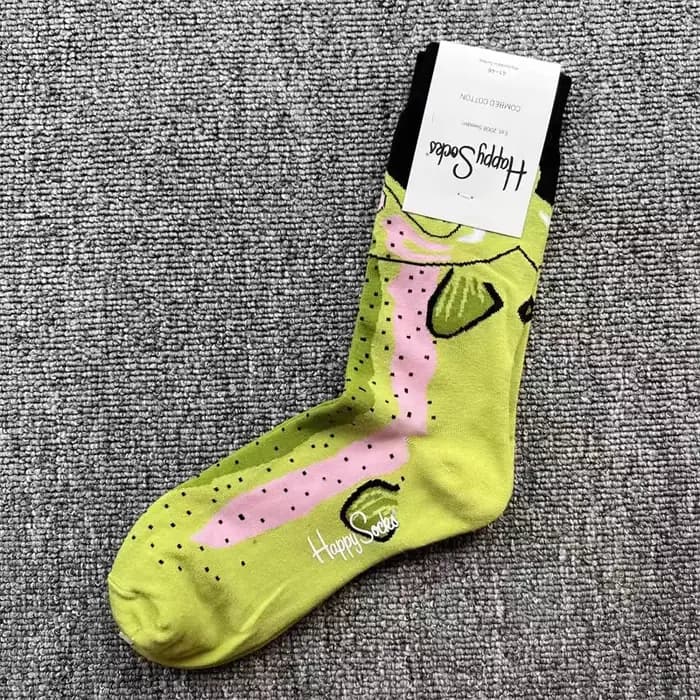 Happy Socks Chaussettes pour hommes quatre saisons Chaussettes de sport classiques en pur coton Chaussettes mi-tube Taille 7-11UK(41-46 EU)