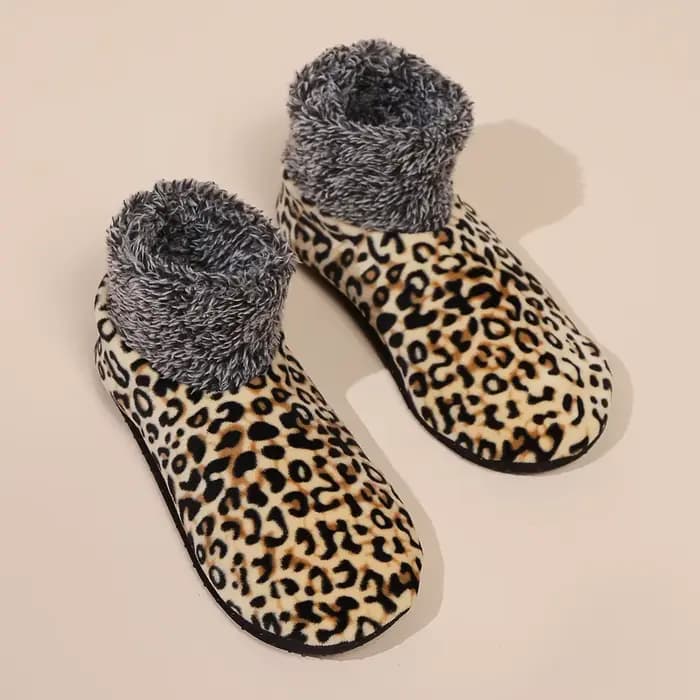 Chaussettes de sol imprimées léopard pour hommes et femmes