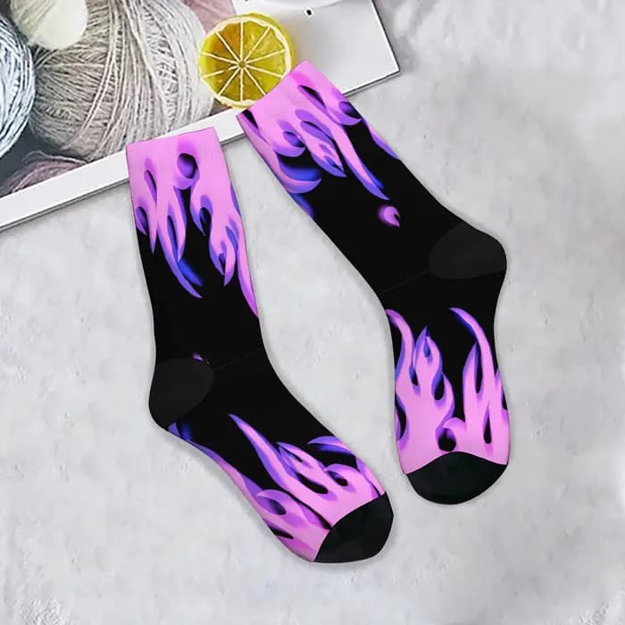 Chaussettes personnalisées à imprimé flamme pour hommes