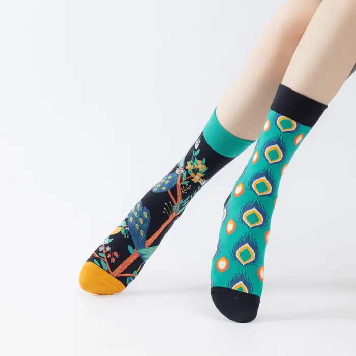 Chaussettes mi-mollet d'inspiration rétro avec motif paon AB