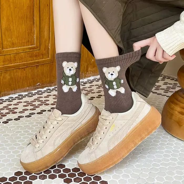Femmes chaussettes coton imprimé Animal automne hiver dames chaussette Skarpetki Damskie Harajuku chaud mode ours